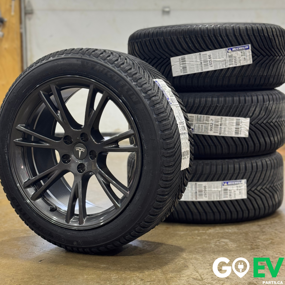 Tesla Model Y: 19” Dark Gemini & Silver Gemini Summer Wheel and Tire Set