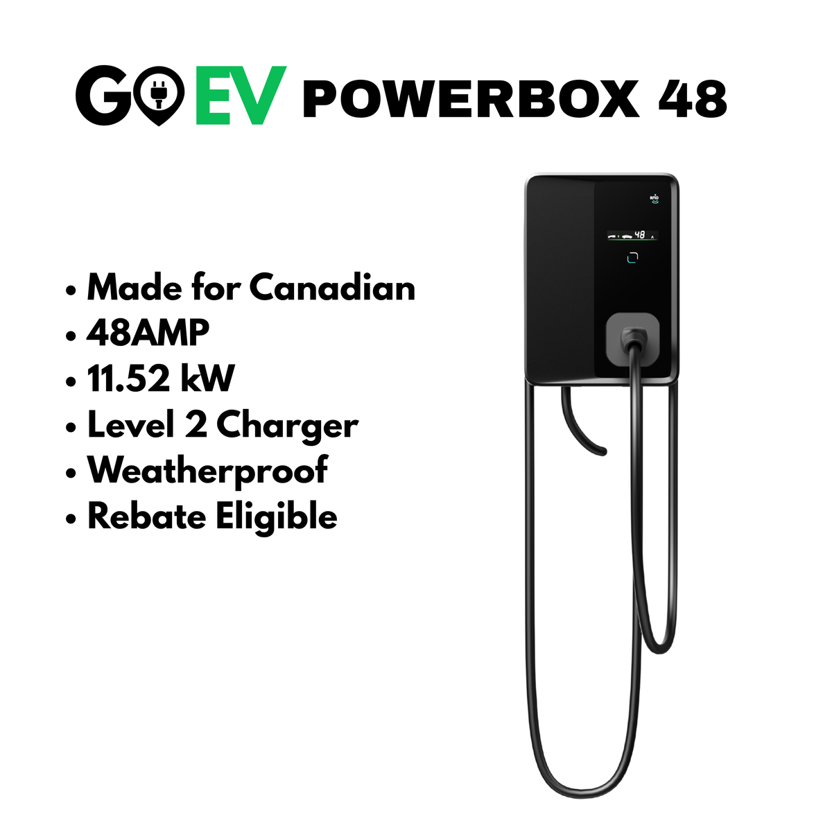 GOEV PowerBox 48 – 48AMP 11.5KW Level 2 EV Charger – GOEVPARTS