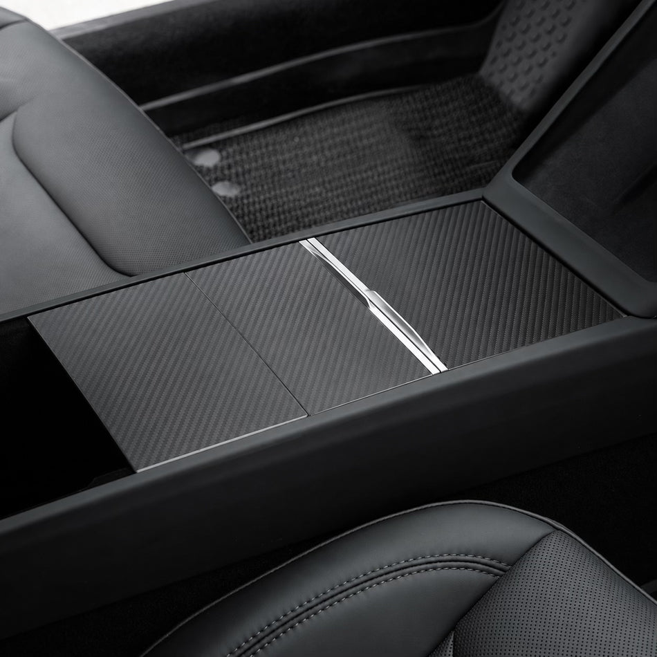 Ensemble de panneaux de console centrale en véritable fibre de carbone pour Tesla Model 3 et Model Y (3 pièces)