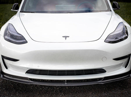 Model 3: Real Carbon Fiber Front Lip Spoiler V Style - GOEVPARTS