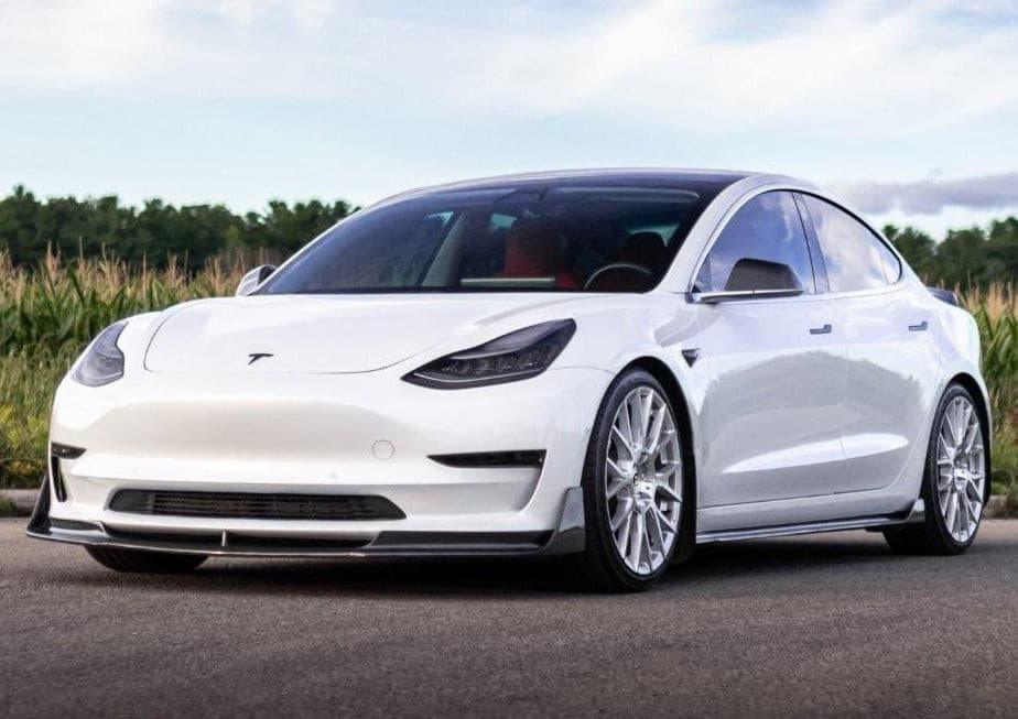 Model 3: Real Carbon Fiber Front Lip Spoiler V Style - GOEVPARTS