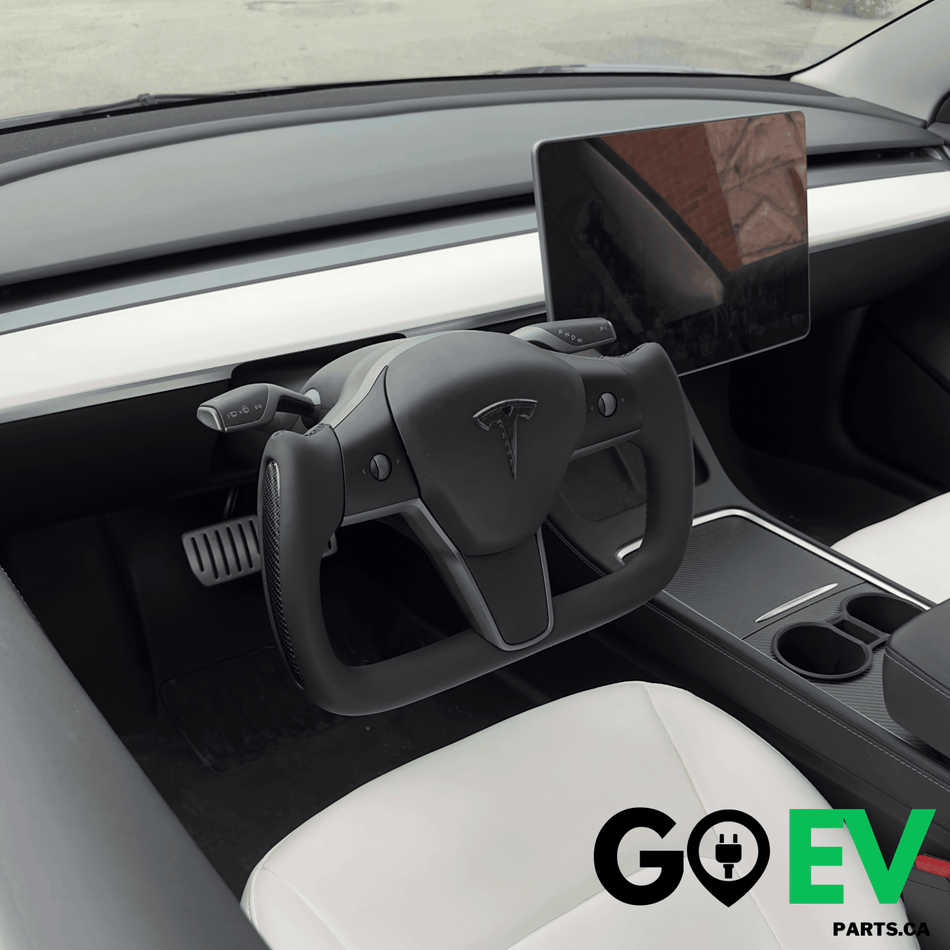 Model 3/Y: Real Carbon Fibre Yoke Steering Wheel - GOEVPARTS