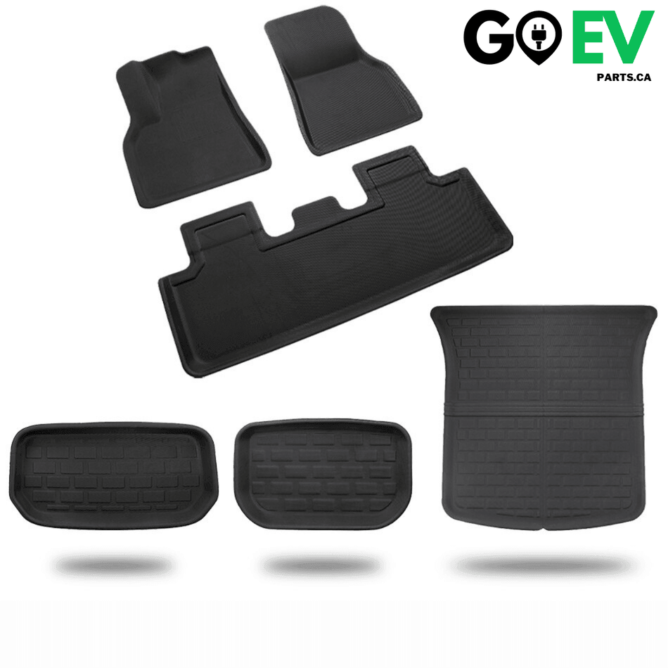 Model Y 2019-2024: Full All-weather Floor/Frunk/Trunk Mats Bundle Set (XPE, 6 PCs) - GOEVPARTS