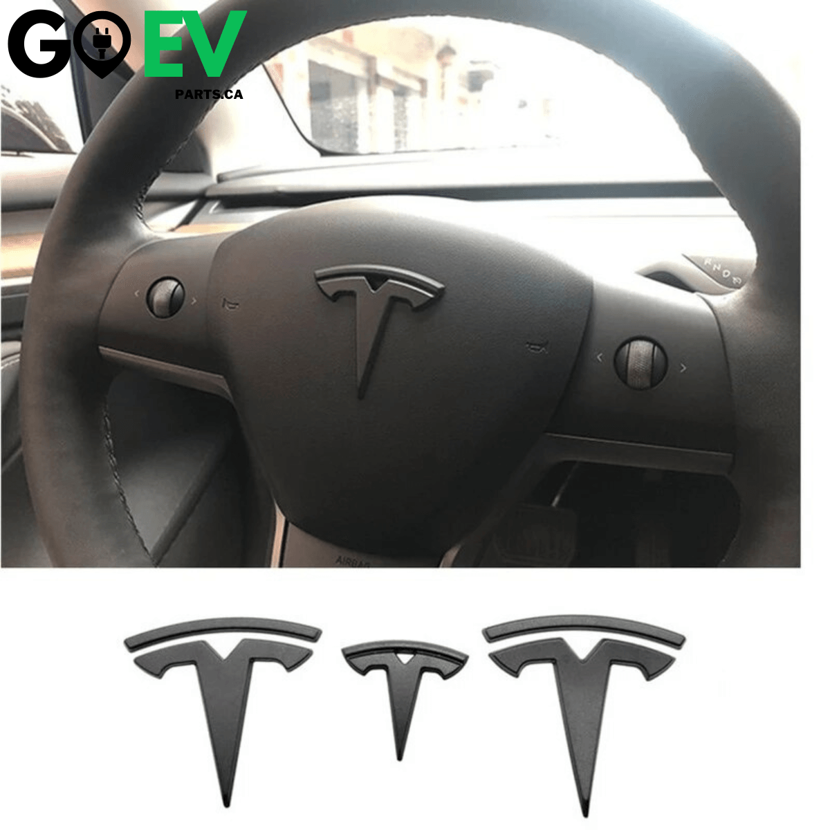 Model Y: Logo decal Bundle (3PCs) Frunk/Trunk/Steering Wheel - GOEVPARTS