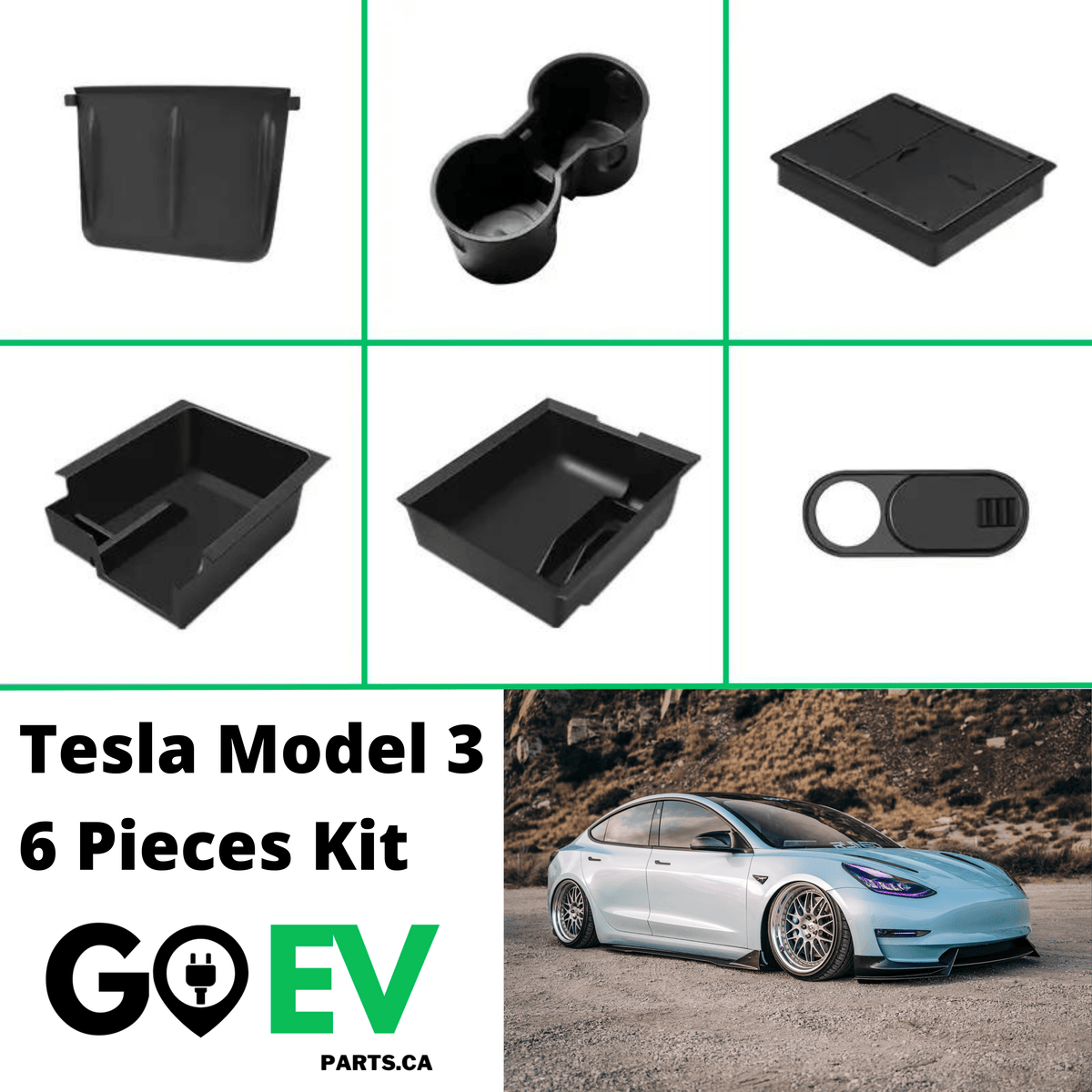 Tesla Model 3/Y: Storage Compartments Kit - GOEVPARTS